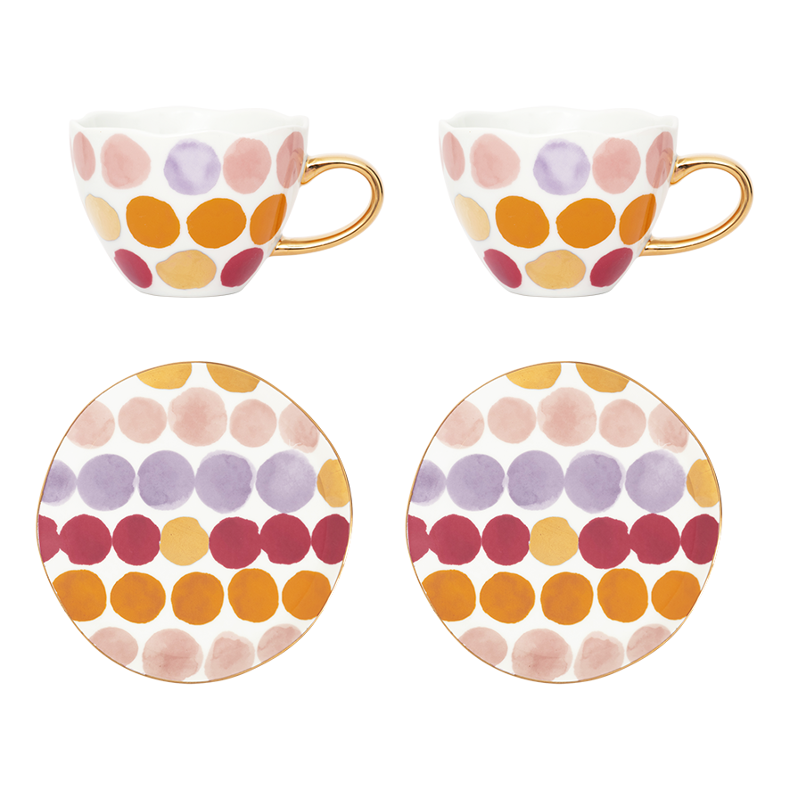 Urban Nature Culture - Good Morning Cup - 2 Cappuccino-/theekoppen en 2 bordjes 17cm Joyful A