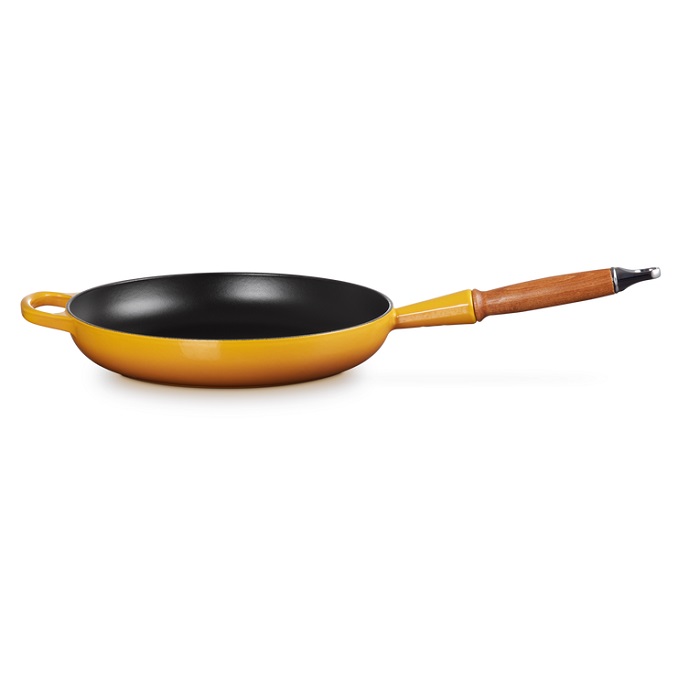 Koekenpan Signature 28 Cm in Geëmailleerd Gietijzer met Houten Handvat Nectar