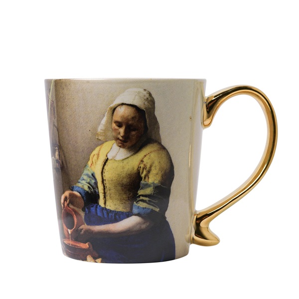 Mok Het Melkmeisje Pastel met gouden Oortje | Heinen Delfts Blauw | Souvenir