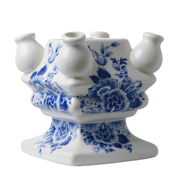 Heinen Delfts Blauw Tulpenvaas (bodem) Stapelgekte - Porselein - Blauw - 15 x 17 x 15 cm (BxHxD)