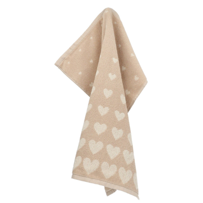 Bunzlau Castle - Handdoek 53x60cm Hearts Sand (GOTS)