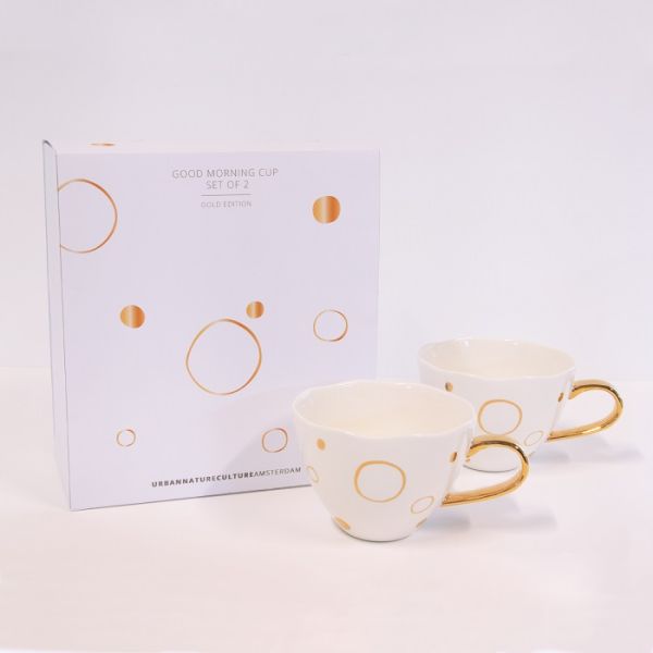Urban Nature Culture - Good Morning Cup - Cappuccino-/theekop set/2 Special Edition Circle Gold
