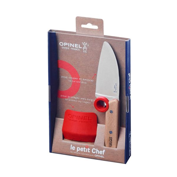Opinel Le Petit Chef Kindermes met vingerbeschermer 2-dlg Rood