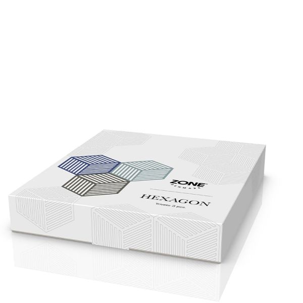 Zone - Hexagon - Onderzetter Set/3 Indigo/Fog/Olive Taupe
