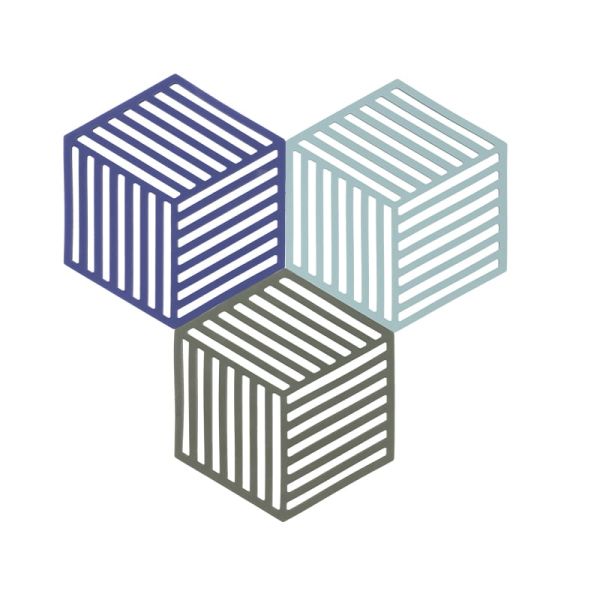 Zone Denmark Hexagon Onderzetter Set/3 Indigo/Fog/Olive Taupe
