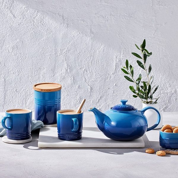 Le Creuset - Aardewerk - Voorraadpot met houten deksel 10cm 0,54l Azure