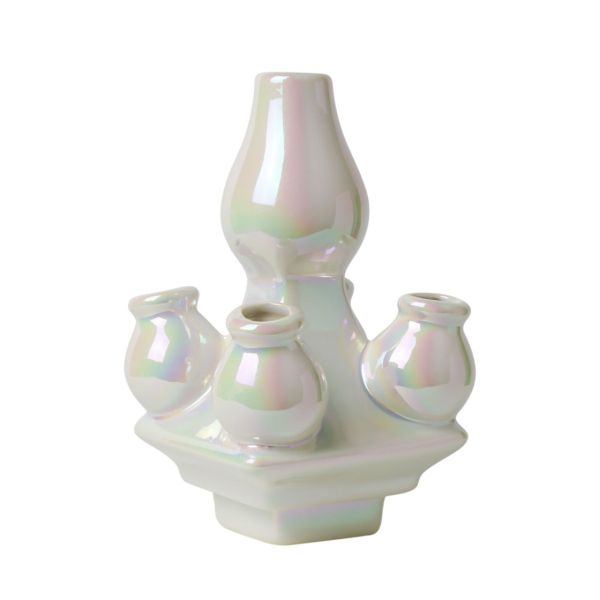 Heinen Delfts Blauw Stapelgekte Top Parelmoer
