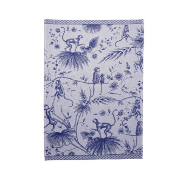 HEINEN - Delfts Blauw - Theedoek 50x70cm Aapjes