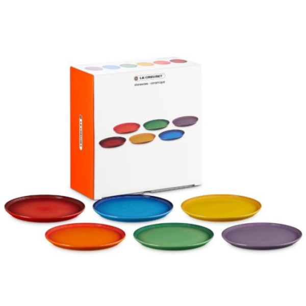LE CREUSET - San Francisco - Dinerbord Coupe 27cm New Rainbow 6-dlg