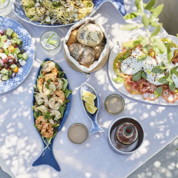 POINT-VIRGULE - Seafood - Visschaal 40x14cm blauw