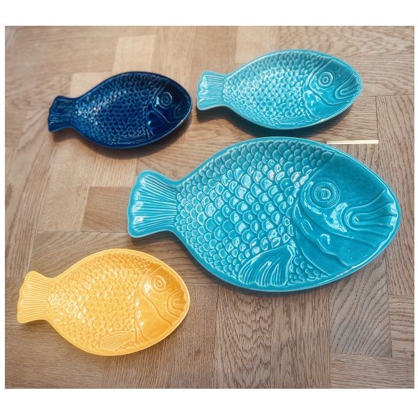 DURO - Relief Fish - Bord L 37x22cm Turquoise 
