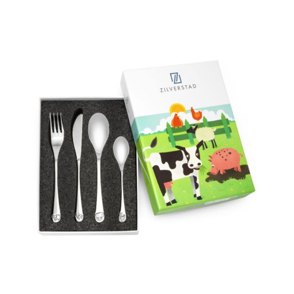 ZILVERSTAD - Kinderartikelen - Kinderbestek 4-dlg Boerderij