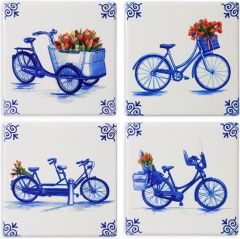 HEINEN - Delfts Blauw - Onderzetters Fiets Set/4