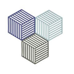 Zone Denmark Hexagon Onderzetter Set/3 Indigo/Fog/Olive Taupe