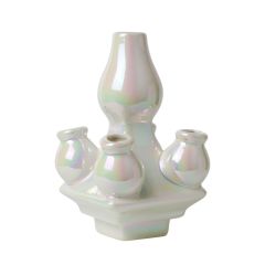 Heinen Delfts Blauw Stapelgekte Top Parelmoer