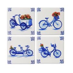 HEINEN - Delfts Blauw - Onderzetters Fiets Set/4