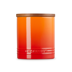 LE CREUSET - Signature - Voorraadpot 1,10l met houten deksel Oranjerood