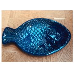 DURO - Relief Fish - Bord L Cobalto 37x22cm