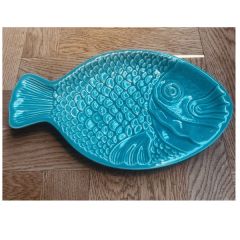 DURO - Relief Fish - Bord L 37x22cm Turquoise 
