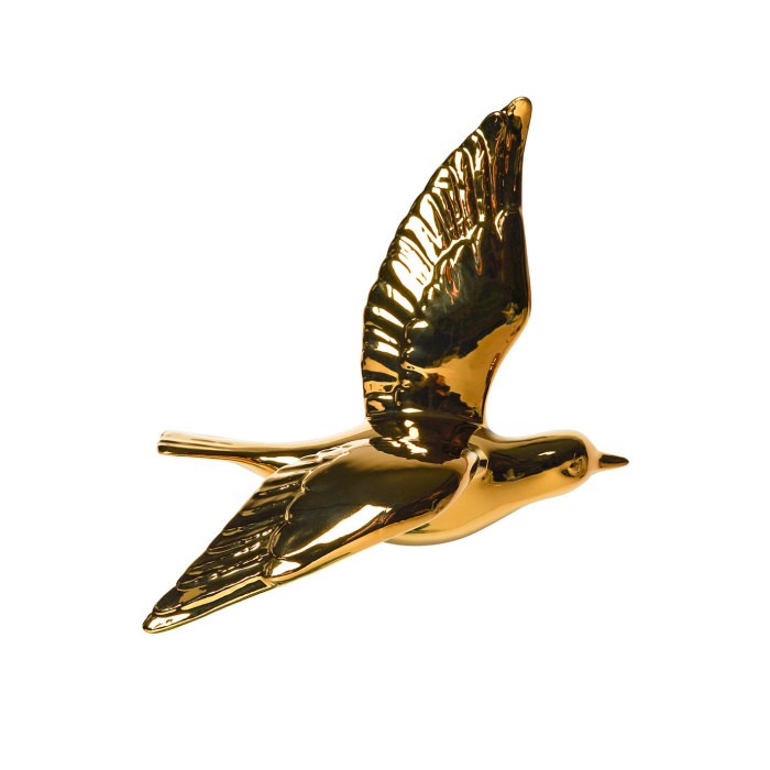 HEINEN - Wanddecoratie - Wandvogel goud 2