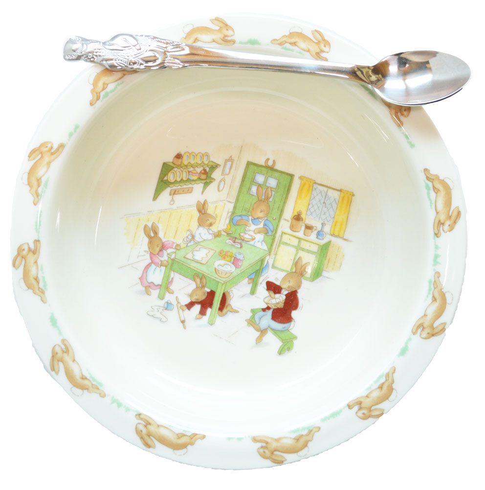 ROYAL DOULTON - Bunnykins - Set: babybordje en lepeltje