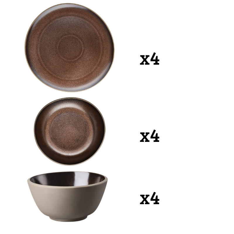 ROSENTHAL - Junto Bronze - Serviesset 4 persoons 12-dlg