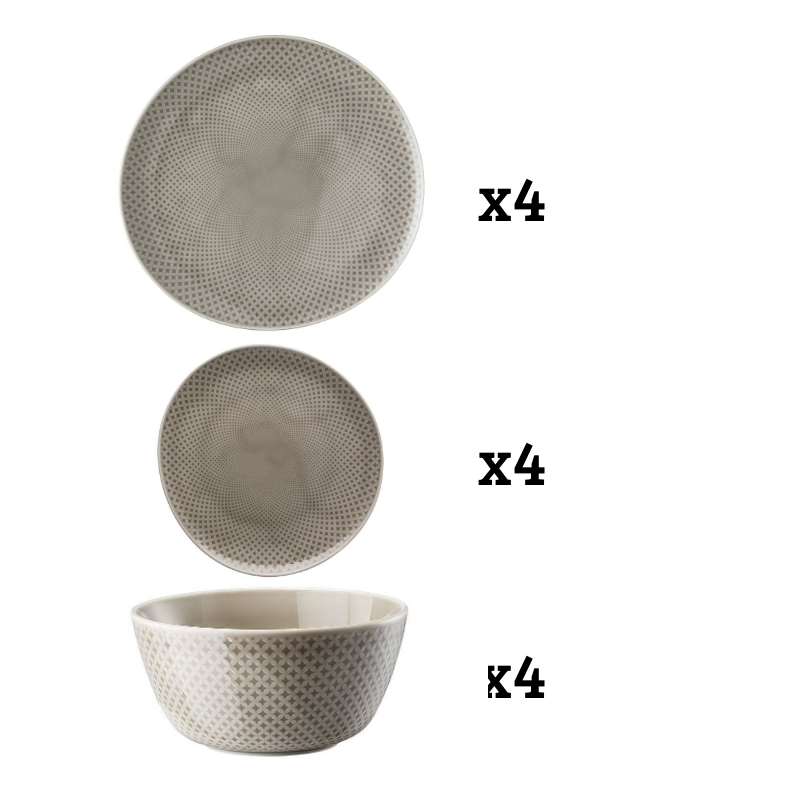 ROSENTHAL - Junto Pearl Grey - Serviesset 4 persoons 12-dlg