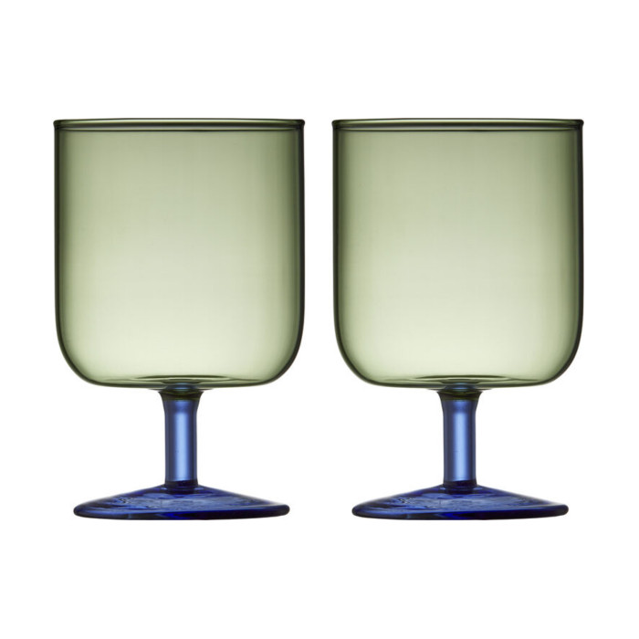 LYNGBY  Torino - Wijnglas S/2 0,30l Groen/Blauw