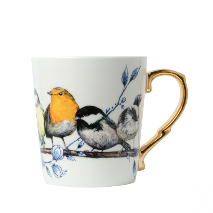 Mok bosvogels goud | Heinen Delfts Blauw