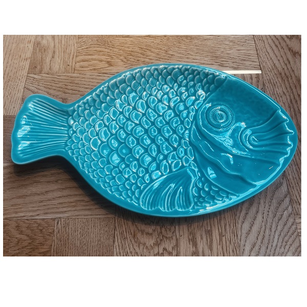 DURO - Relief Fish - Bord L 37x22cm Turquoise