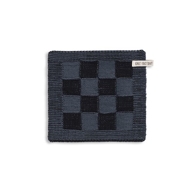KNIT FACTORY - Keukentextiel - Pannenlap Grote Blok Zwart/Granit
