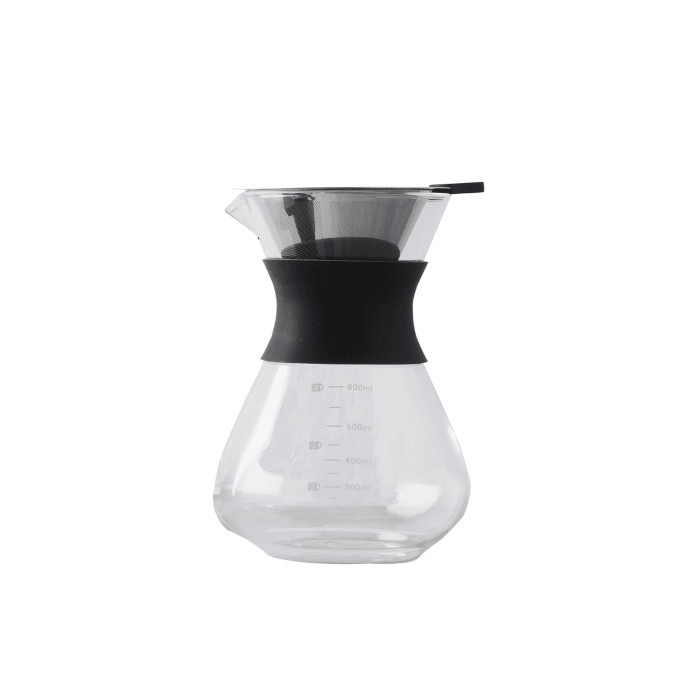 Giet over koffiezetapparaat uit glas zwart 600ml